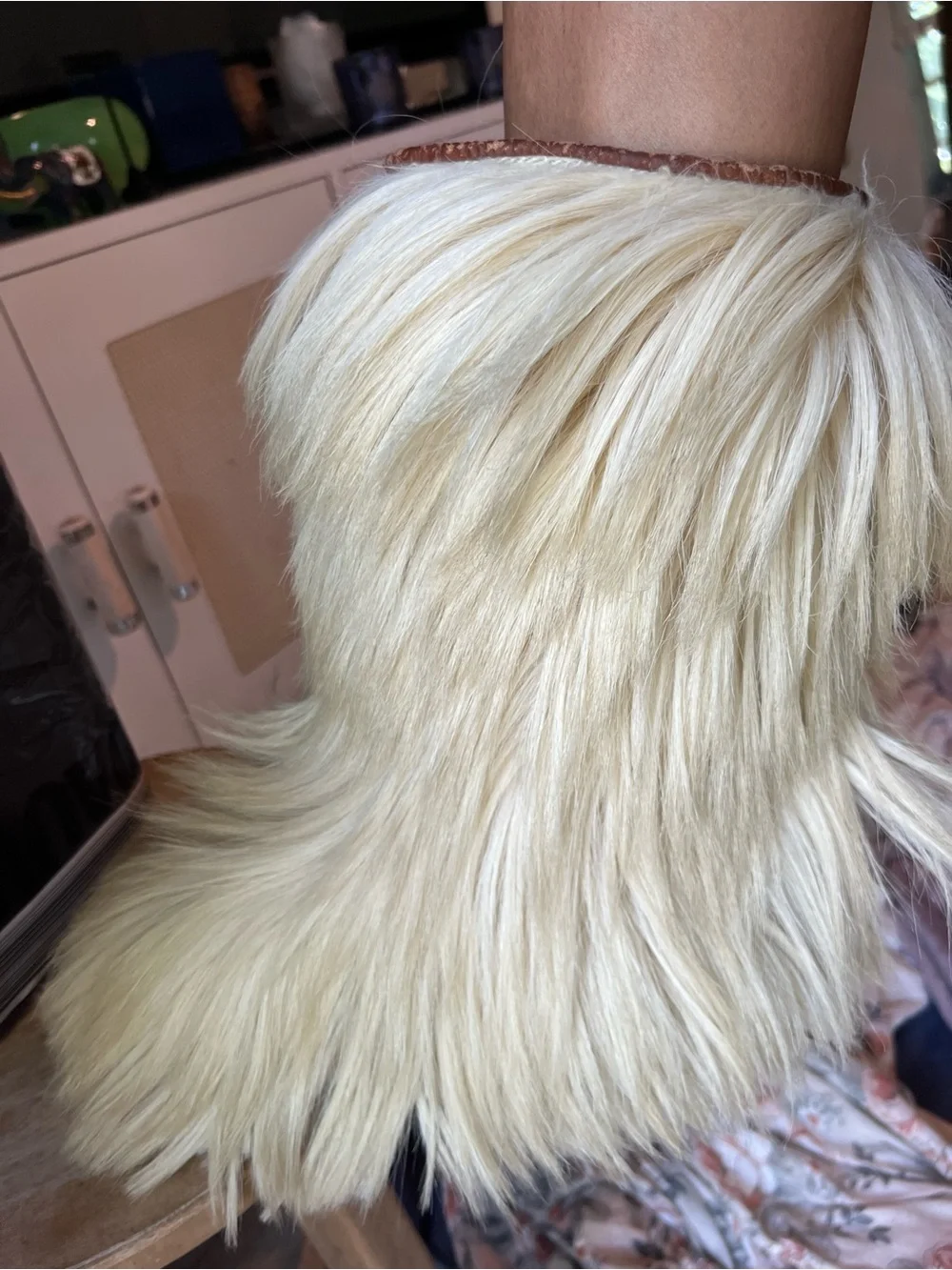Genuine Goat fur and leather boots Like New! read below